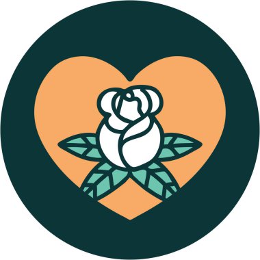 Bir kalp ve çiçeğin ikonik dövme görüntüsü