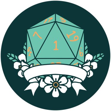 Doğal bir d20 zar atma simgesi