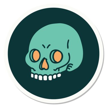 Geleneksel bir kafatası stili dövme çıkartması