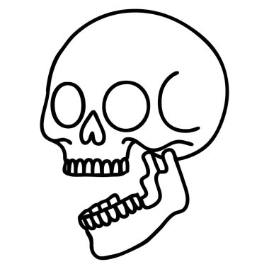 bir kafatası siyah çizgi biçiminde dövme