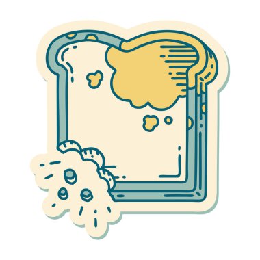 Geleneksel küflü ekmek stili dövme çıkartması.