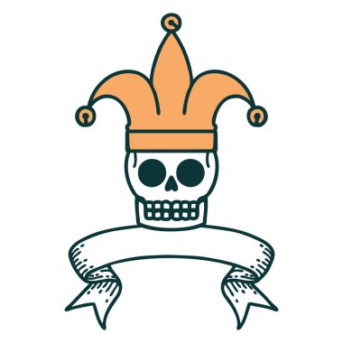 Geleneksel dövmeli kafatası soytarısı