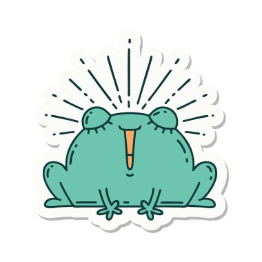 Dövme stili mutlu kurbağa çıkartması.