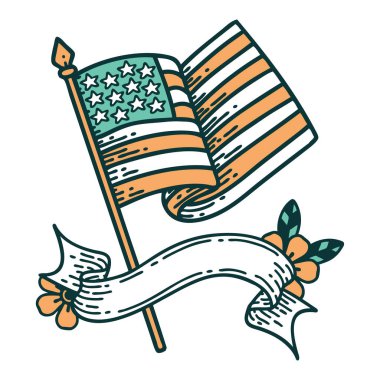 Amerikan bayrağının bayrağıyla geleneksel dövme