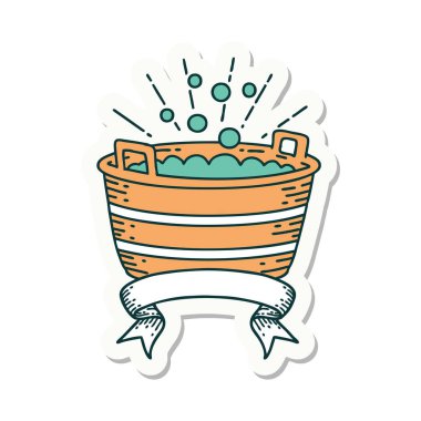 Dövme stili teneke banyo etiketi.