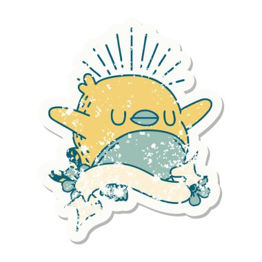 Dövme stili eski bir çıkartma, çırpınan Robin.