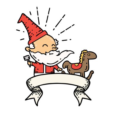 Dövme stili Noel Baba karakterli parşömen oyuncağı.