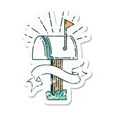 Dövme stili eski bir etiket kapalı posta kutusu