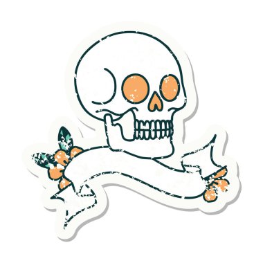 Eski bir çıkartma ve kafatası sancağıyla