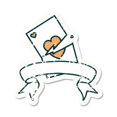 Yırtık bir kartın bayrağıyla eski bir etiket