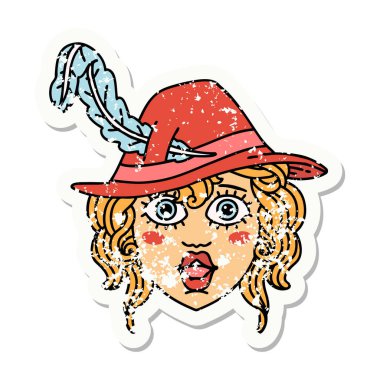 Bir insan ozan karakterinin grunge çıkartması