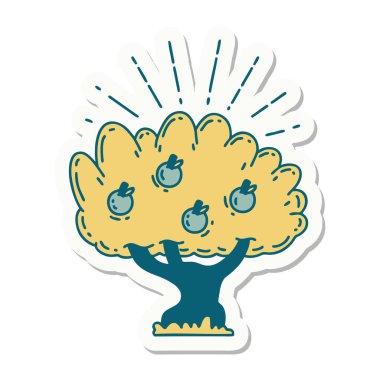 Dövme stili elma ağacı çıkartması.