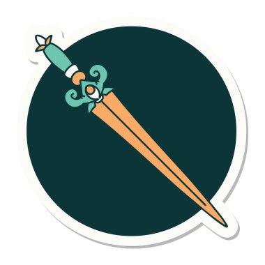 Geleneksel hançer stili dövme çıkartması.