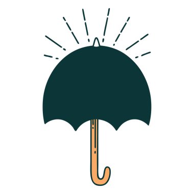 Geleneksel dövme stili açık şemsiye çizimi