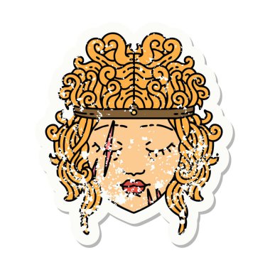 İnsan barbar karakterinin grunge sticker 'ı