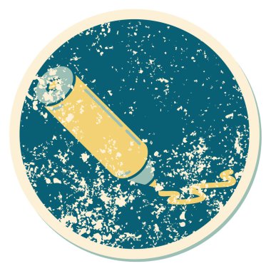 Renkli bir kalemin ikonik sıkıntılı dövme görüntüsü