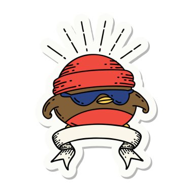 Dövme stili çıkartması. Havalı Robin.