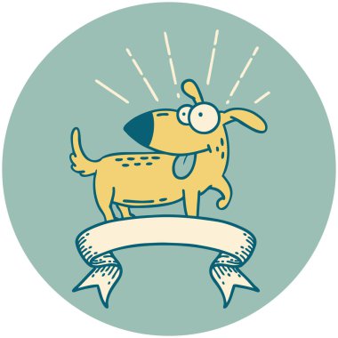 Dövme stili mutlu köpeğin simgesi