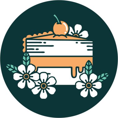 Bir dilim pasta ve çiçeğin ikonik dövme görüntüsü