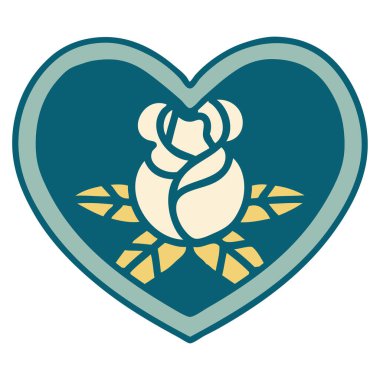 Bir kalp ve çiçeğin ikonik dövme görüntüsü