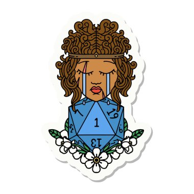 Ağlayan bir insan barbarının çıkartması. Doğal bir d20 ruloyla.