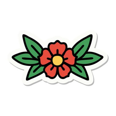 Geleneksel bir çiçek stiliyle dövme çıkartması