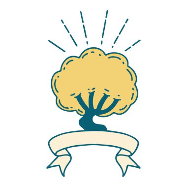 Dövme stili ağaçlı kaydırma pankartı