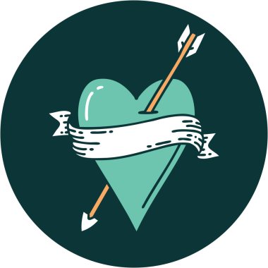 Bir okun kalp ve bayrağının ikonik dövme şekli