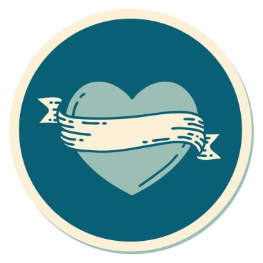 Geleneksel kalp ve bayrak stiliyle dövme çıkartması