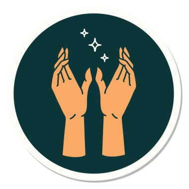 Dövme çıkartması geleneksel el ulaşma tarzında.