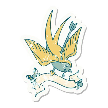 Kırlangıç sancağıyla ağlayan eski bir etiket.