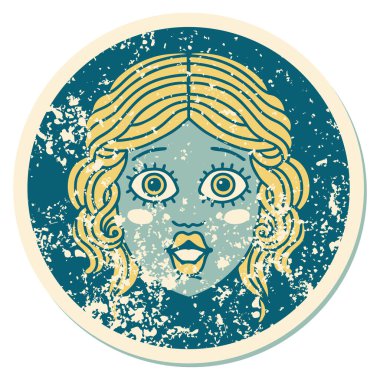 Kadın yüzünün sembolik depresif dövme şekli