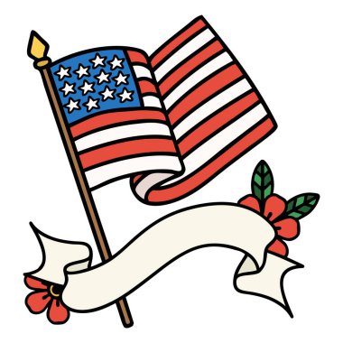 Amerikan bayrağının bayrağıyla geleneksel dövme