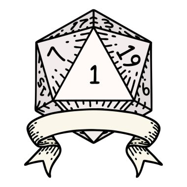 Retro Dövme Biçimi Doğal bir d20 zar atma