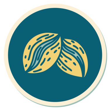 Geleneksel kahve çekirdeği stiliyle dövme çıkartması.