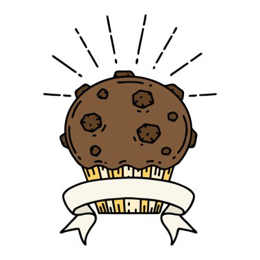 Dövme stili çikolatalı kekli parşömen.