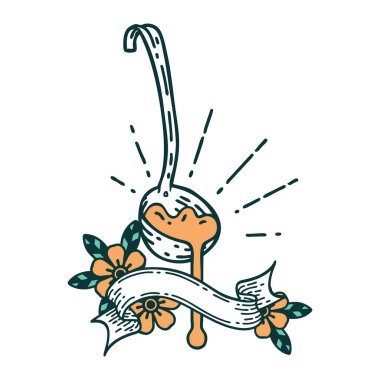 Dövme stili sos kepçeli parşömen.