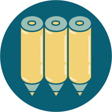 Renkli kalemlerin ikonik dövme şekli