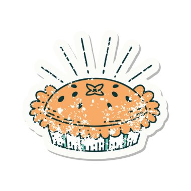 Dövme stili eski bir çıkartma. Harika bir turta.