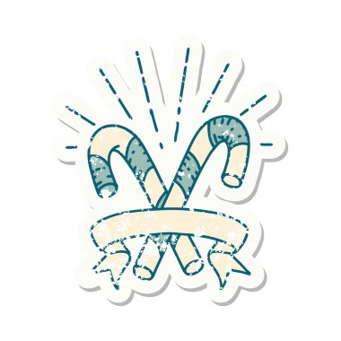 Dövme stili baston şekerlerin eski çıkartmaları.