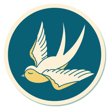 Dövme çıkartması geleneksel bir kırlangıç tarzında.