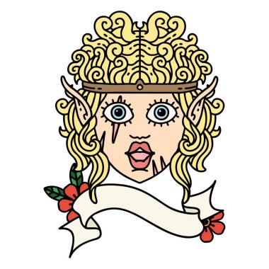 Retro Dövme Tarzı Elf barbar karakter yüzü