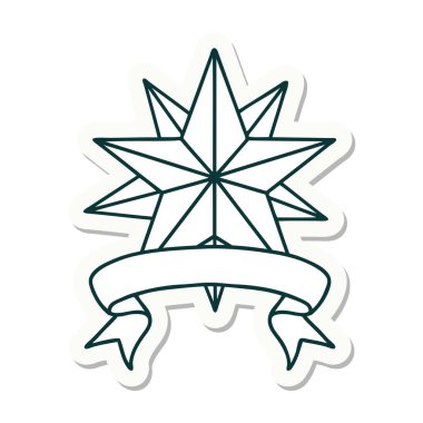 dövme stili etiketi bir yıldızın sancağı ile