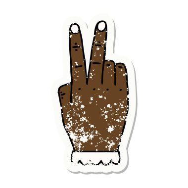 Retro Dövme Tarzı El kaldırma İki parmak hareketi