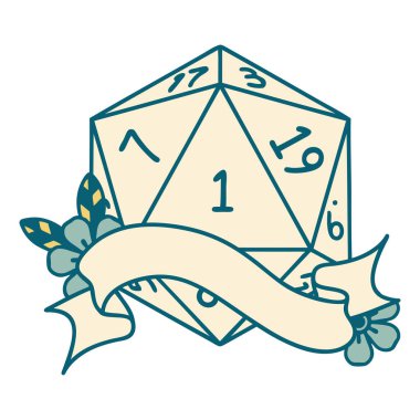 Retro Dövme Biçimi Doğal bir d20 zar atma