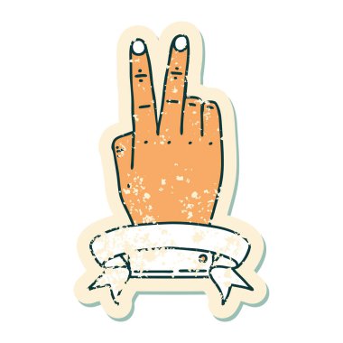 Zaferin grunge sticker 'ı bayrak ile el hareketi