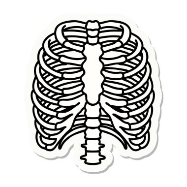 Geleneksel bir göğüs kafesi stili dövme çıkartması.