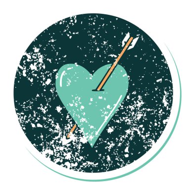 ok ve kalbin sembolik depresif dövme görüntüsü