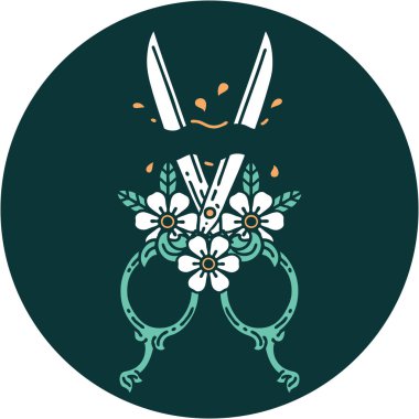 Berber makas ve çiçeklerin ikonik dövme görüntüsü