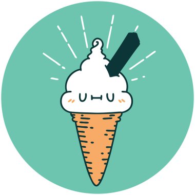 Dövme stili dondurma karakterinin simgesi